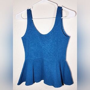 EUC Ganni Women's Size XS Blue Textured  Peplum Tank Top